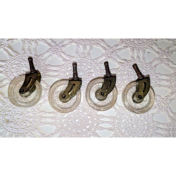 Other - 4 Vintage 2" Atomic Gold Glitter Caster‎ Wheels Furniture Replacement Brass